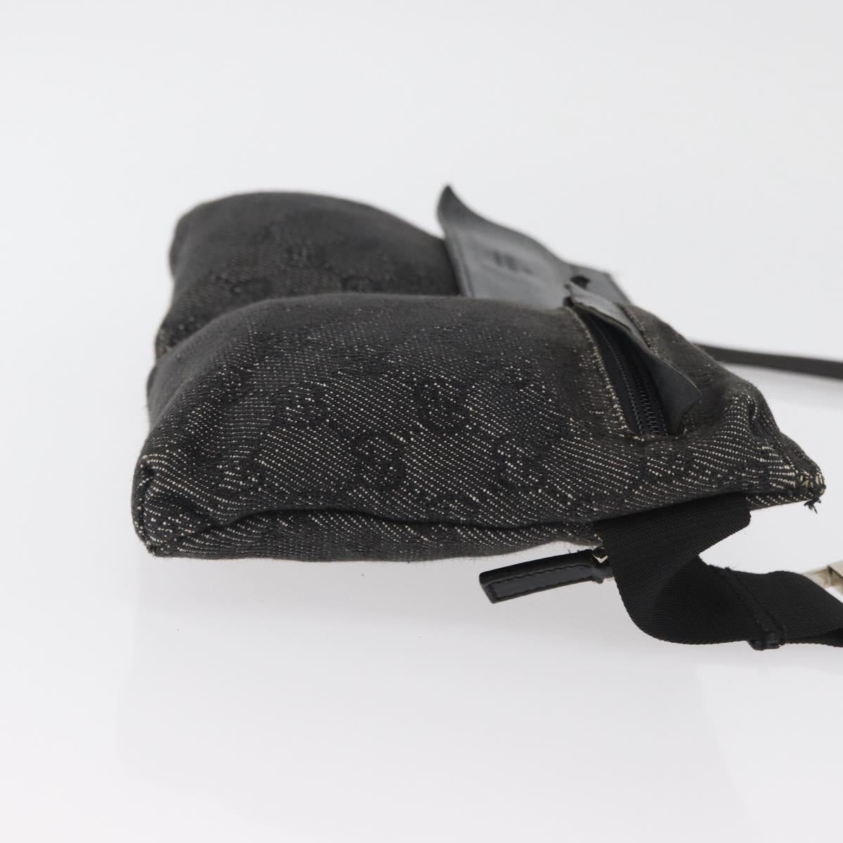 GUCCI GG Canvas Waist bag Black Silver 28556 Auth ka3628