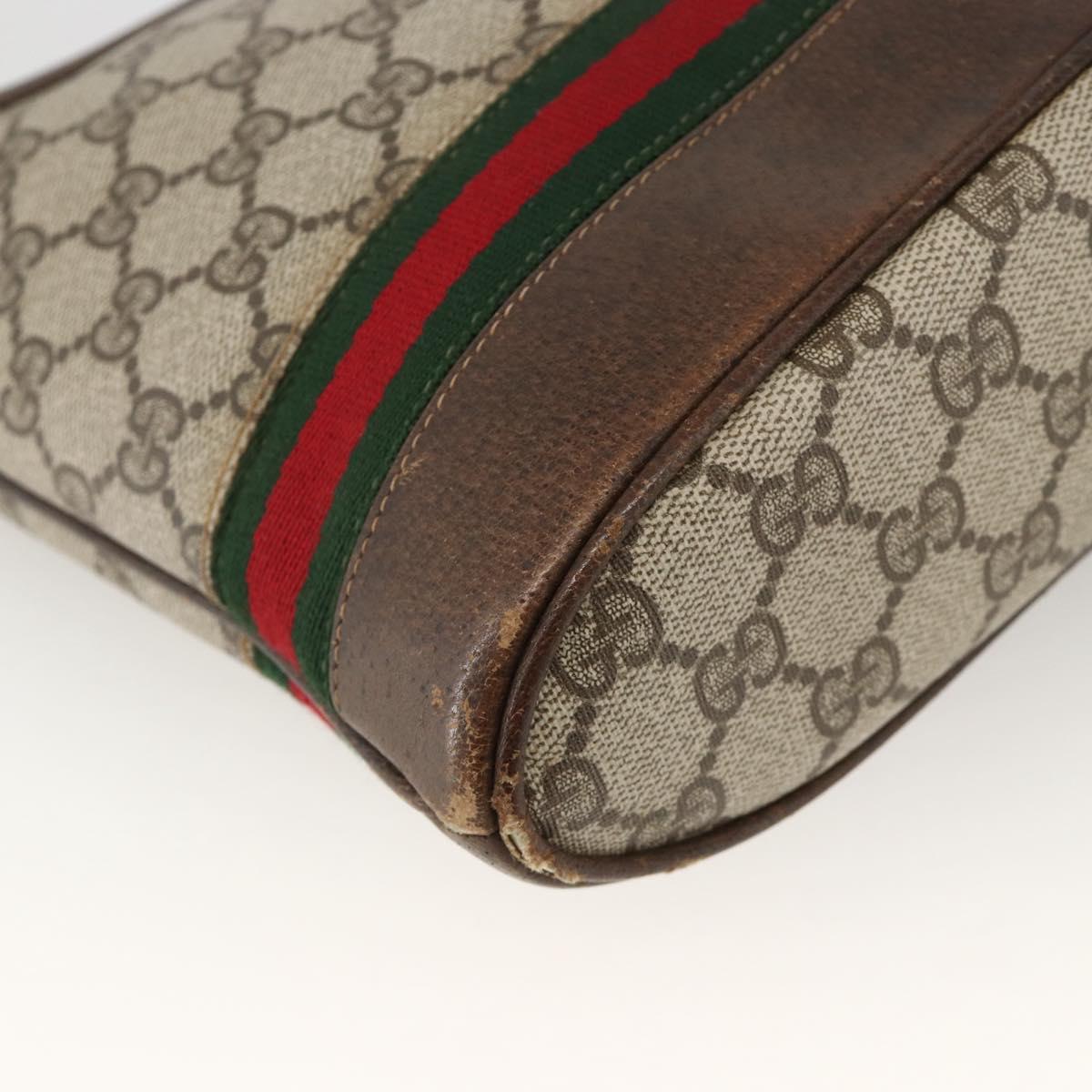 GUCCI GG Supreme Web Sherry Line Bag PVC Beige Gold 23 01 1791 Auth ka3630