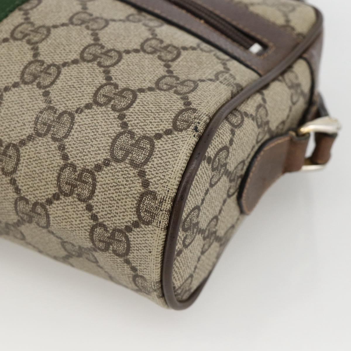 GUCCI GG Supreme Web Sherry Line Shoulder Bag PVC Beige Gold Auth ka3631