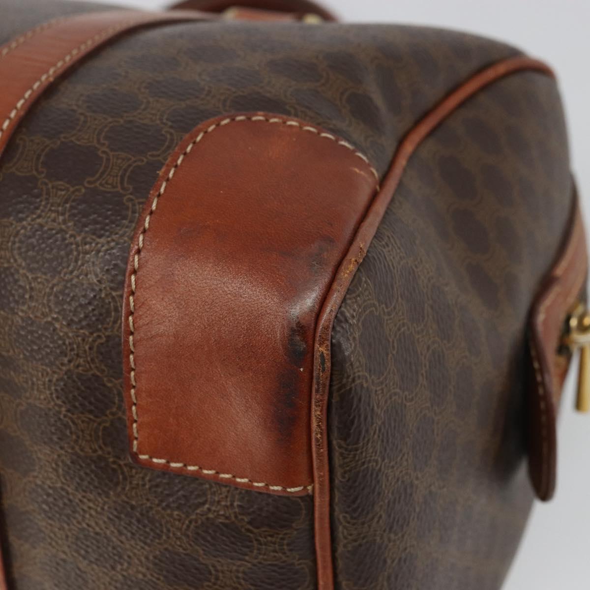 CELINE Macadam Canvas Hand Bag PVC Leather Brown Gold Auth ka3635