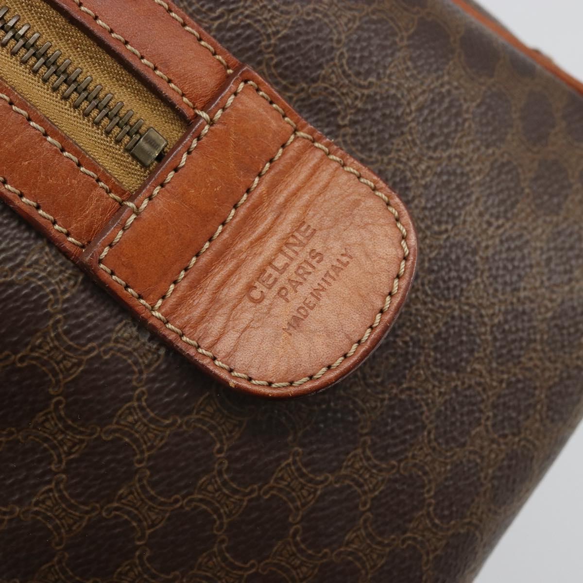 CELINE Macadam Canvas Hand Bag PVC Leather Brown Gold Auth ka3635