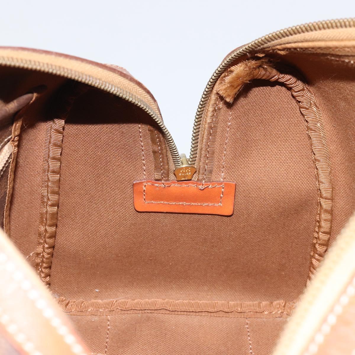 CELINE Macadam Canvas Hand Bag PVC Leather Brown Gold Auth ka3635