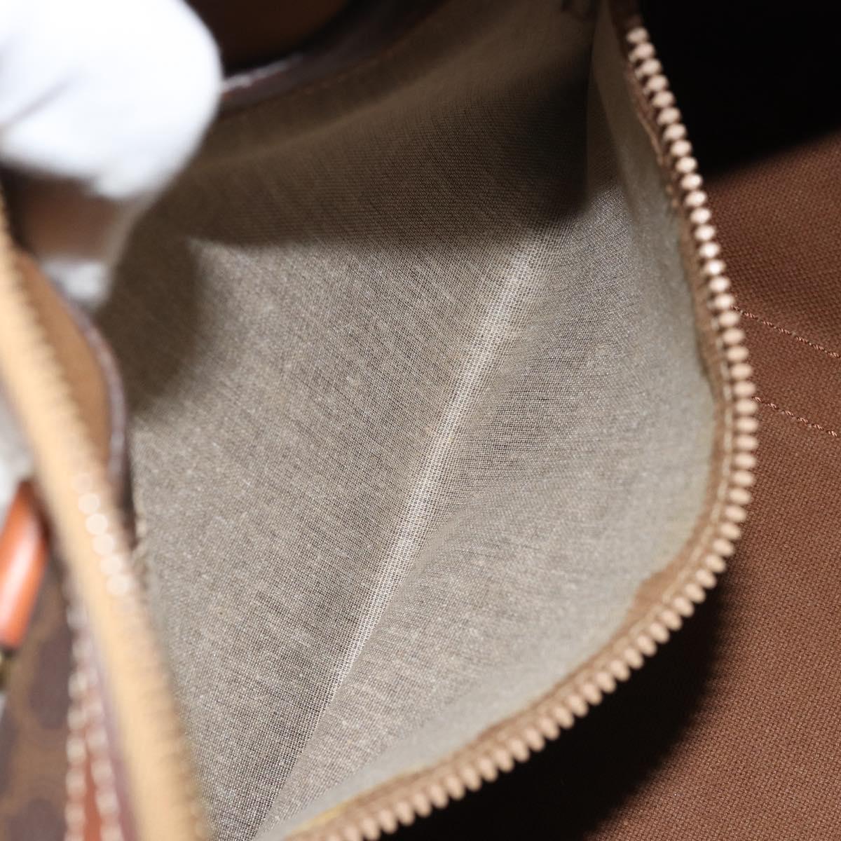 CELINE Macadam Canvas Hand Bag PVC Leather Brown Gold Auth ka3635