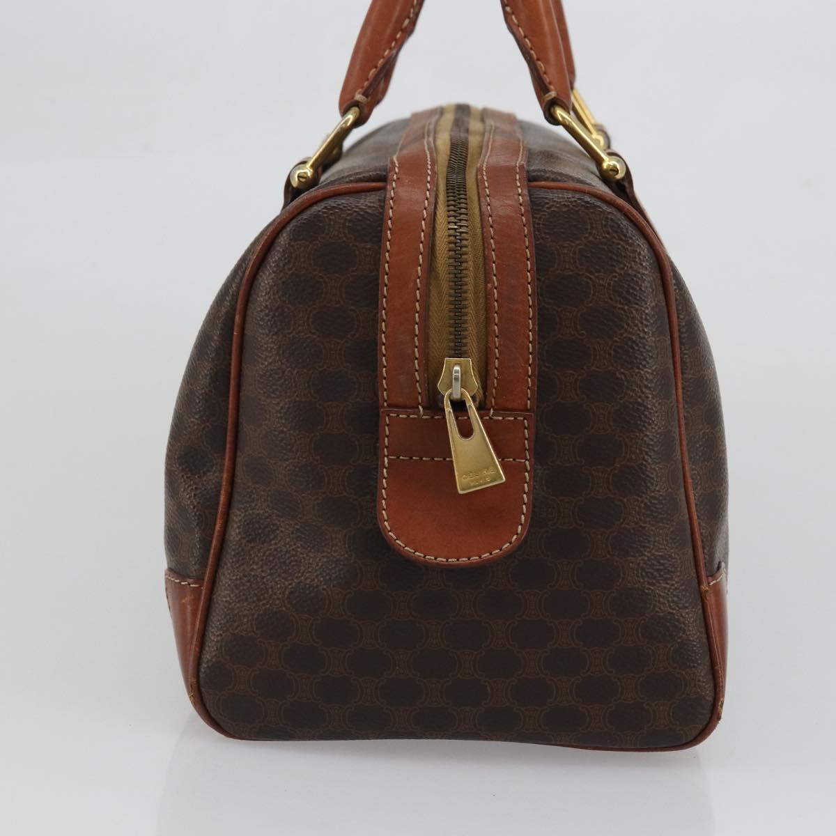 CELINE Macadam Canvas Hand Bag PVC Leather Brown Gold Auth ka3635