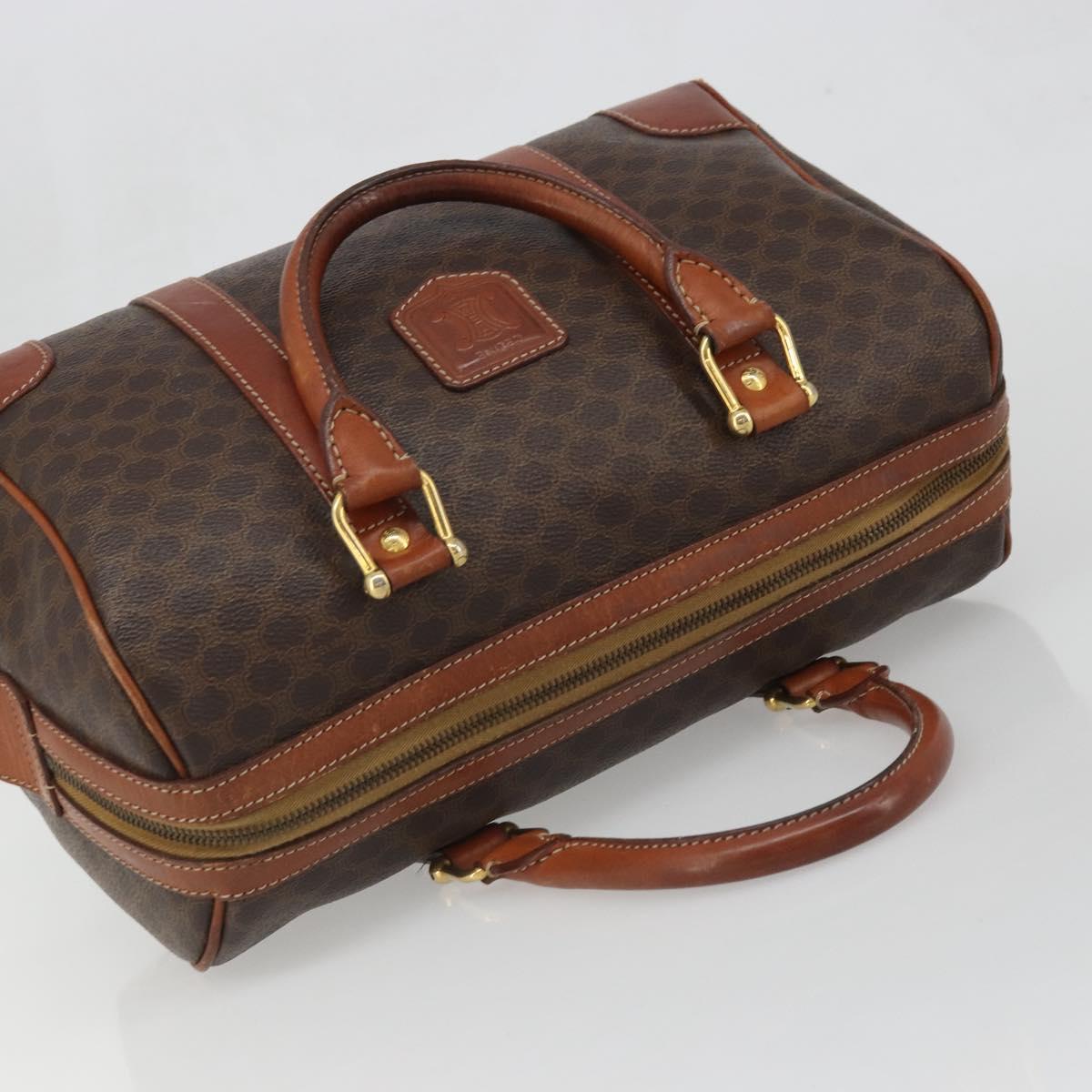 CELINE Macadam Canvas Hand Bag PVC Leather Brown Gold Auth ka3635