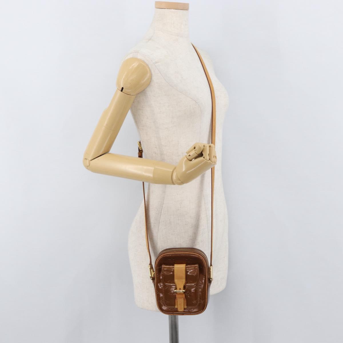 LOUIS VUITTON Monogram Vernis Christie PM Shoulder Bag Bronze M91111 Auth ka3637