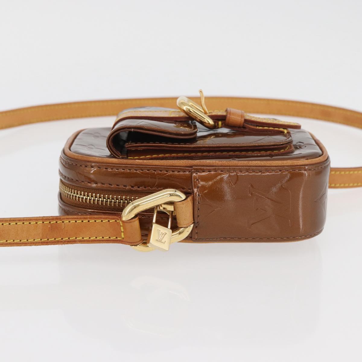 LOUIS VUITTON Monogram Vernis Christie PM Shoulder Bag Bronze M91111 Auth ka3637
