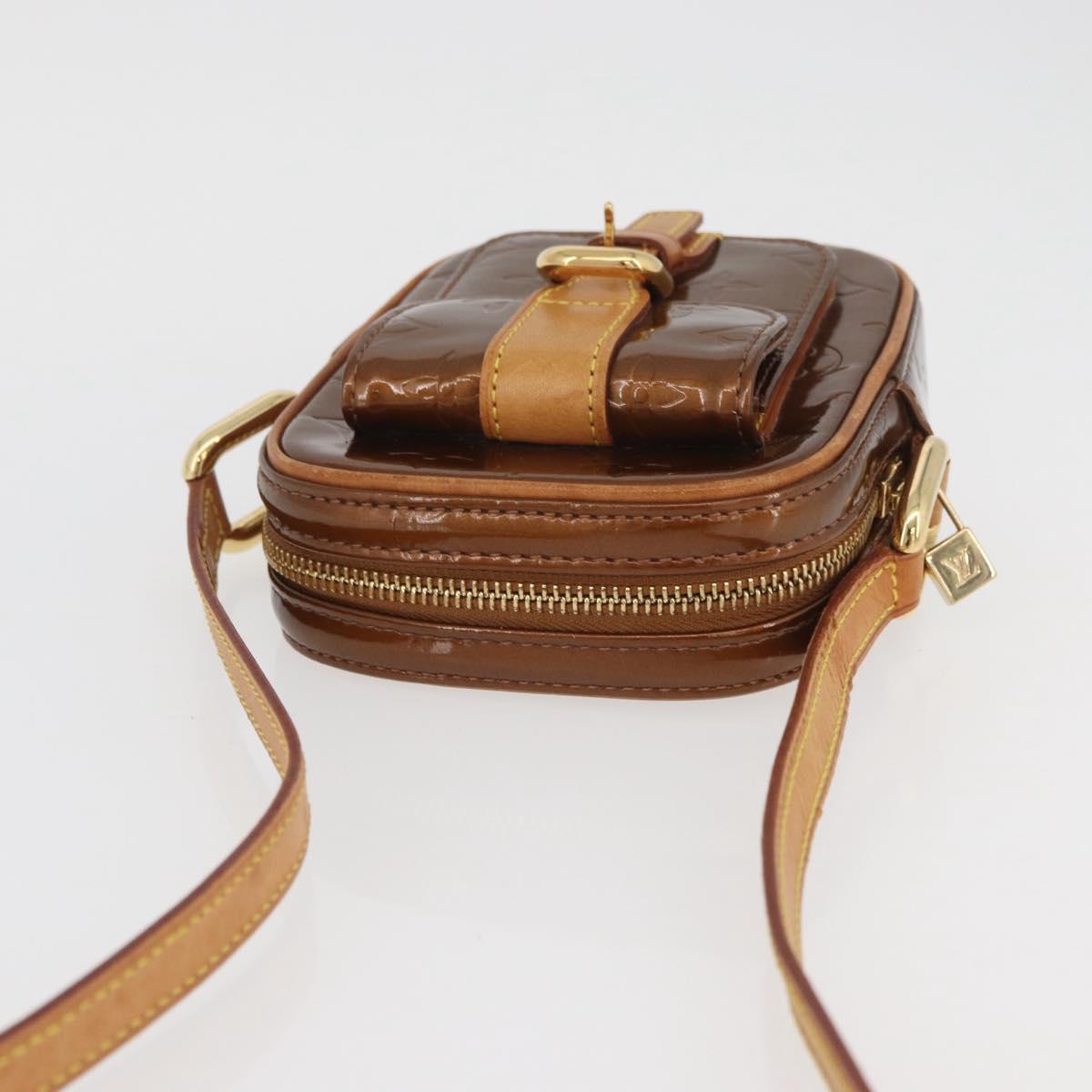 LOUIS VUITTON Monogram Vernis Christie PM Shoulder Bag Bronze M91111 Auth ka3637