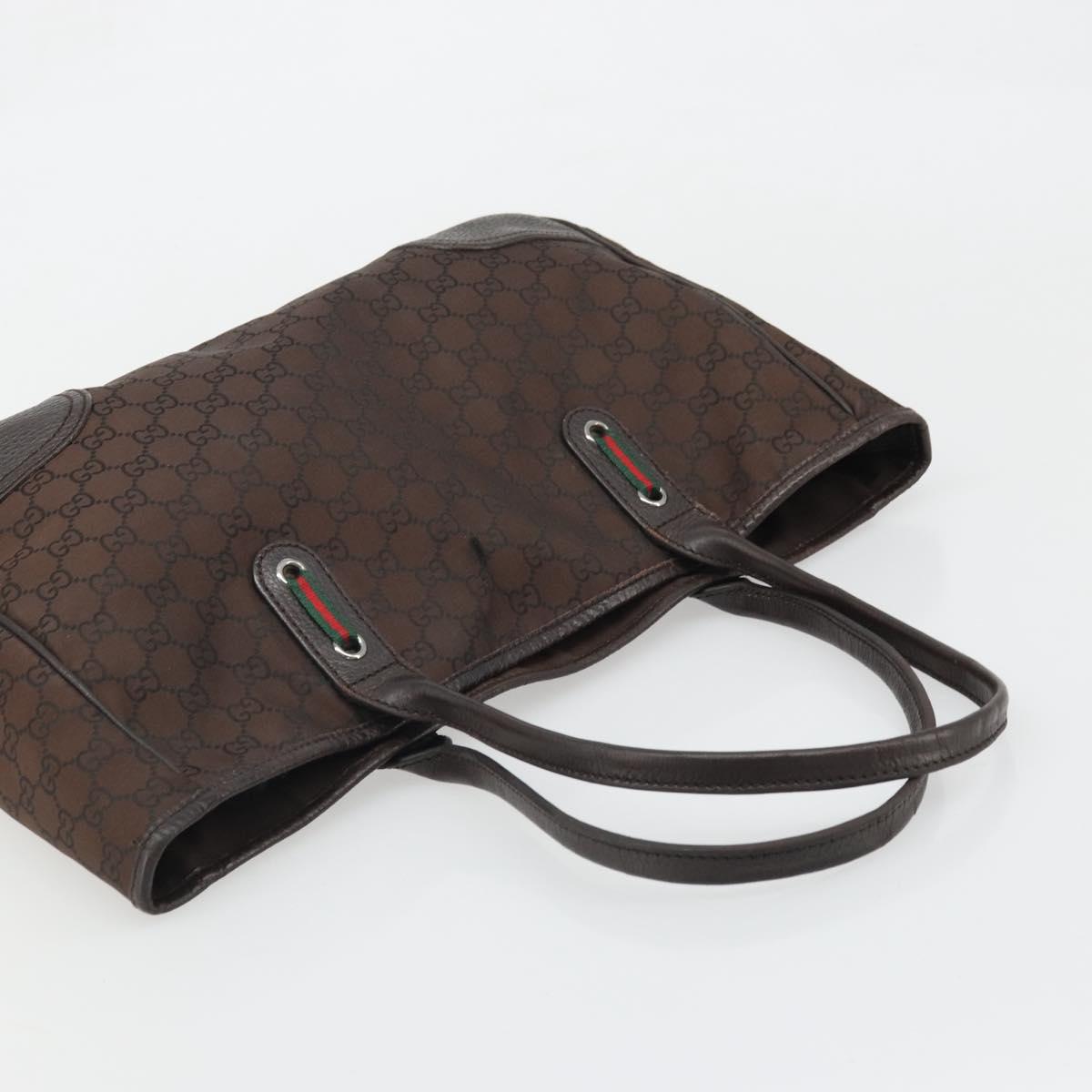 GUCCI GG Canvas Web Sherry Line Bag Nylon Outlet Brown Silver 293592 Auth ka3641