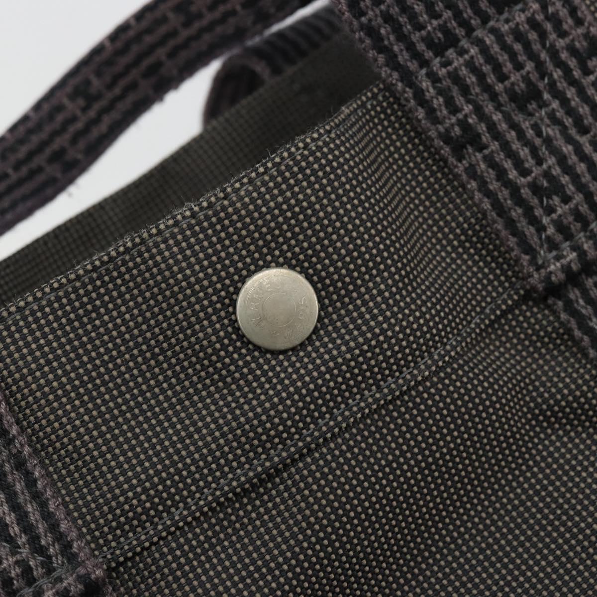 HERMES Her Line Tote MM Bag Canvas Gray Silver Auth ka3644