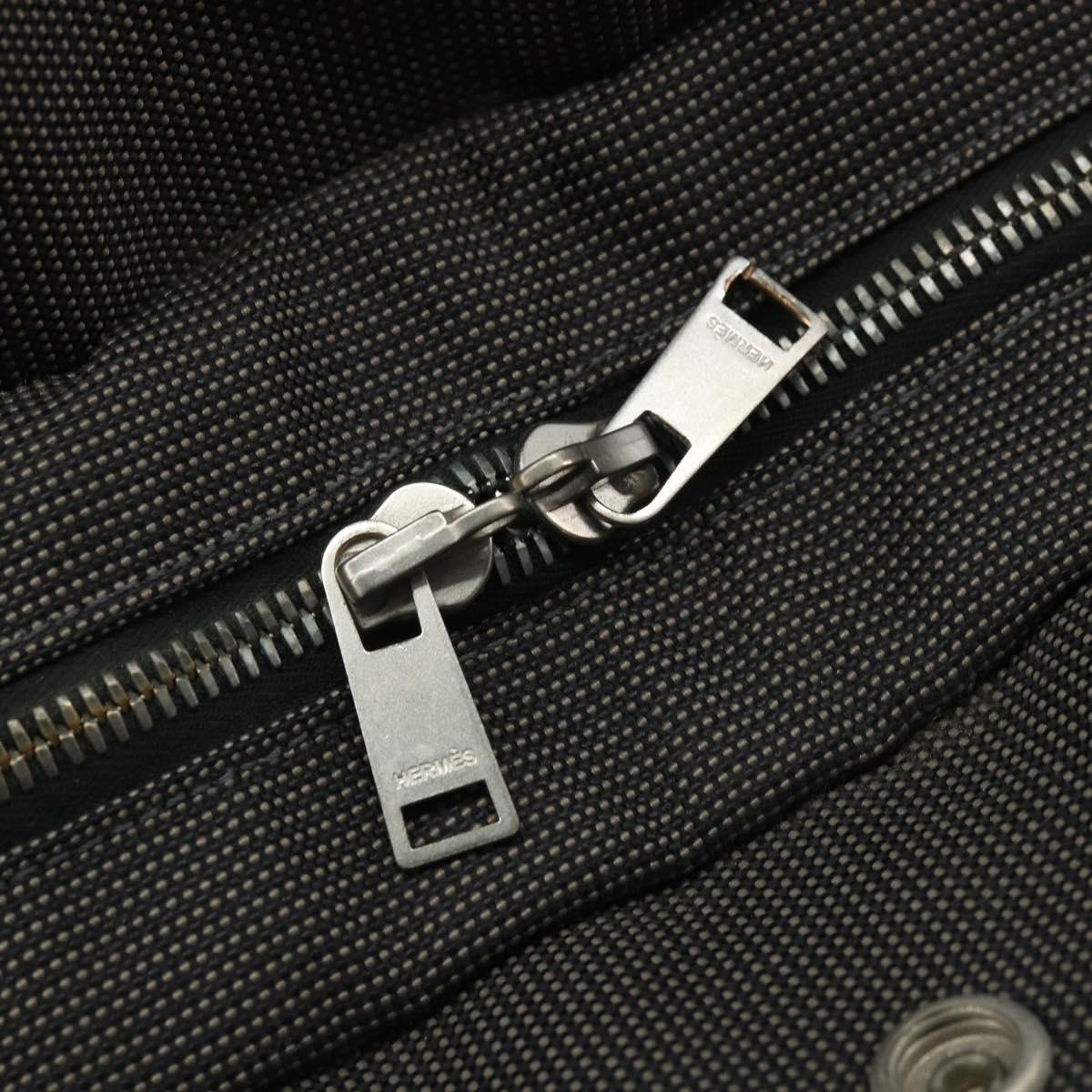 HERMES Her Line Tote MM Bag Canvas Gray Silver Auth ka3644