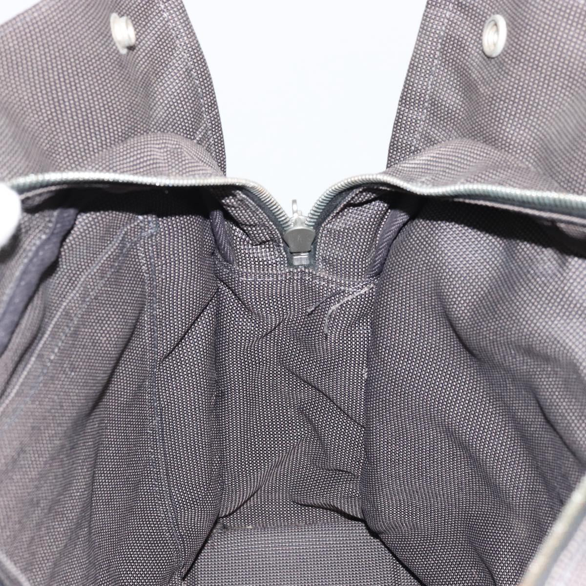 HERMES Her Line Tote MM Bag Canvas Gray Silver Auth ka3644