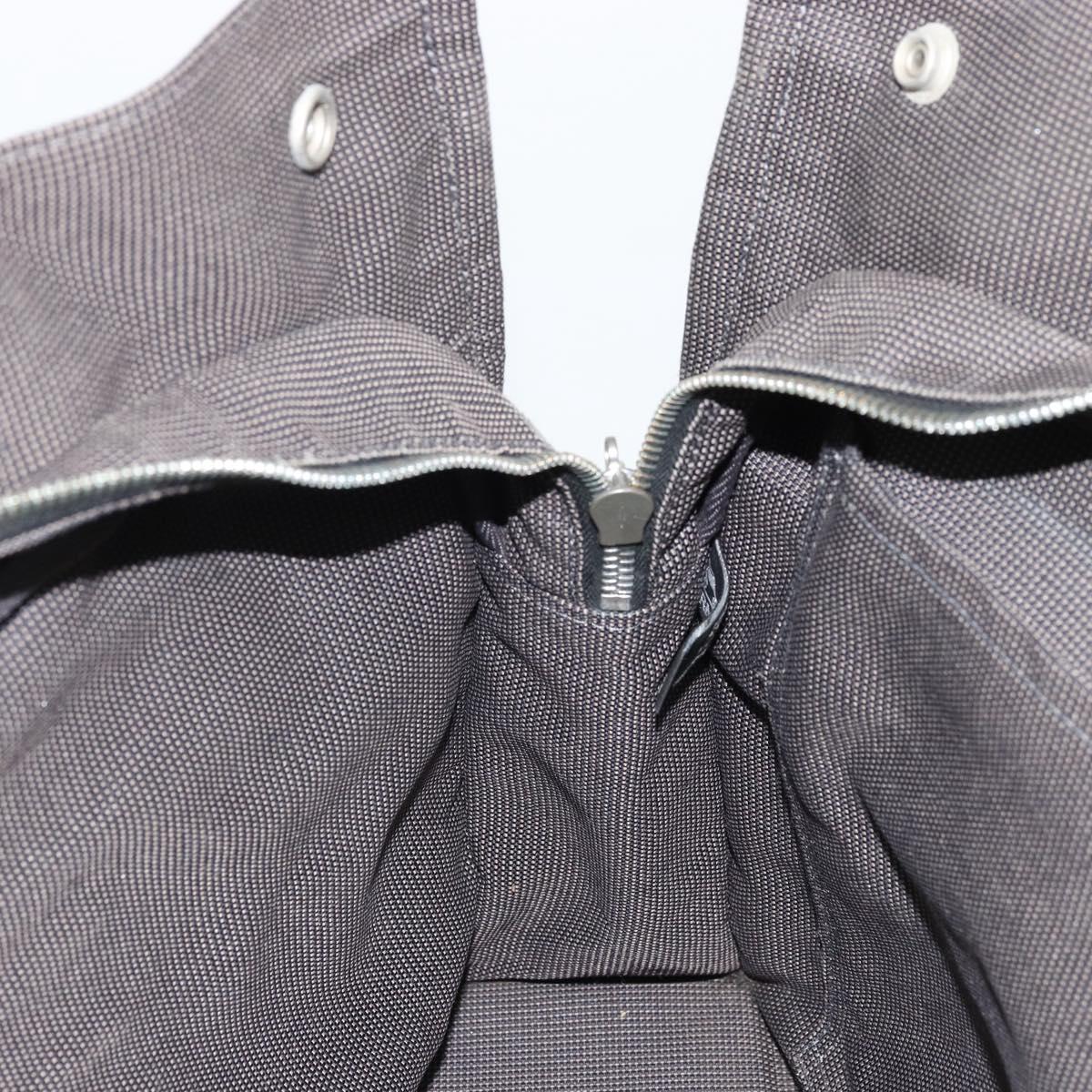 HERMES Her Line Tote MM Bag Canvas Gray Silver Auth ka3644