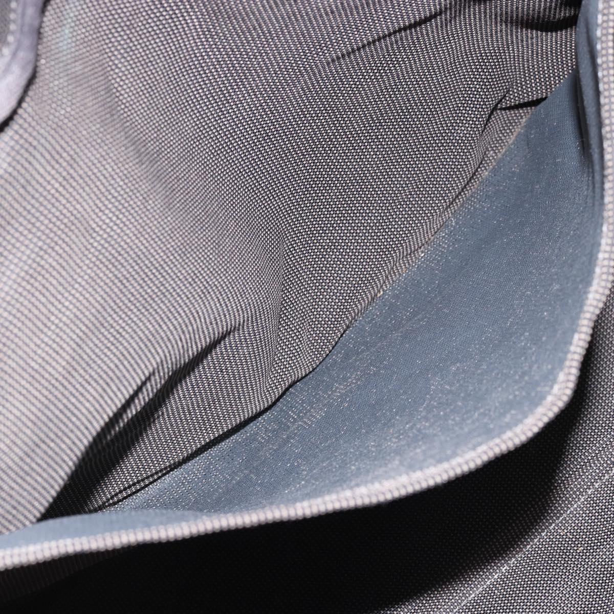 HERMES Her Line Tote MM Bag Canvas Gray Silver Auth ka3644