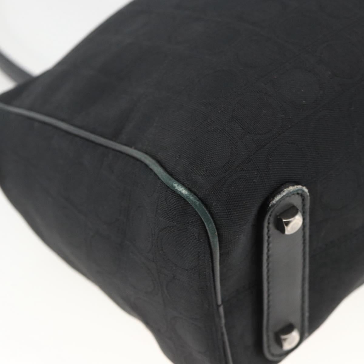 Salvatore Ferragamo Shoulder Bag Canvas Black Silver Auth ka3648