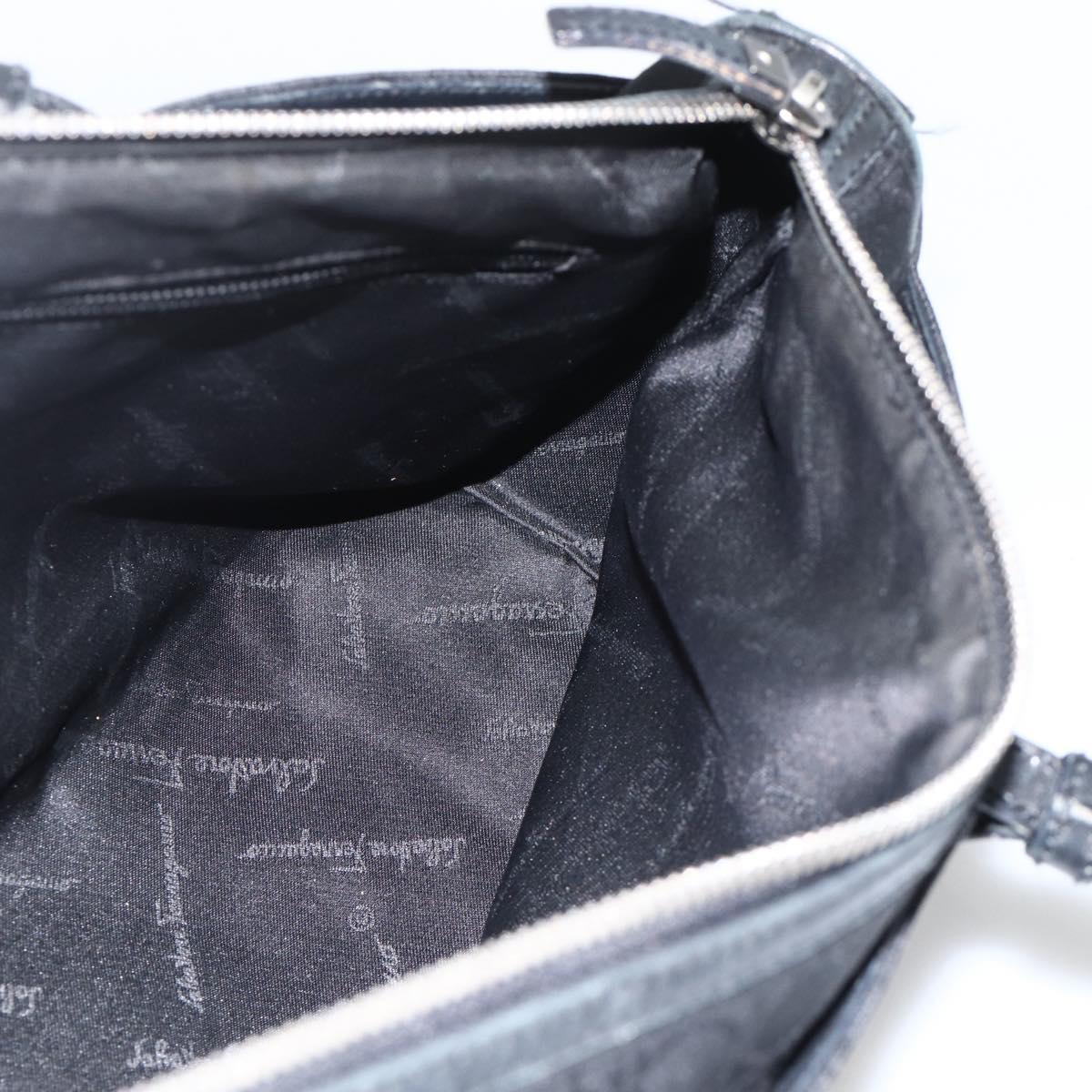 Salvatore Ferragamo Shoulder Bag Canvas Black Silver Auth ka3648