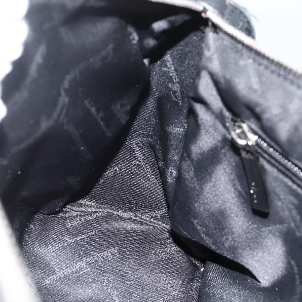 Salvatore Ferragamo Shoulder Bag Canvas Black Silver Auth ka3648
