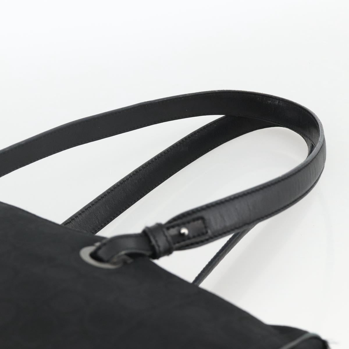 Salvatore Ferragamo Shoulder Bag Canvas Black Silver Auth ka3648