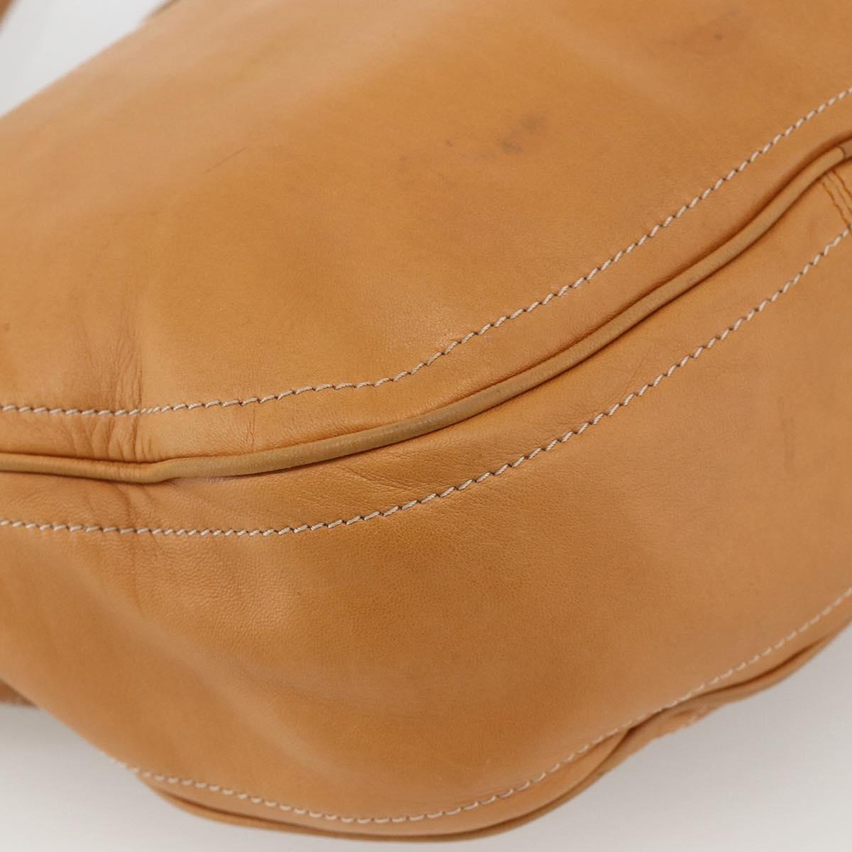 LOEWE Anagram Shoulder Bag Leather Beige Gold Auth ka3682