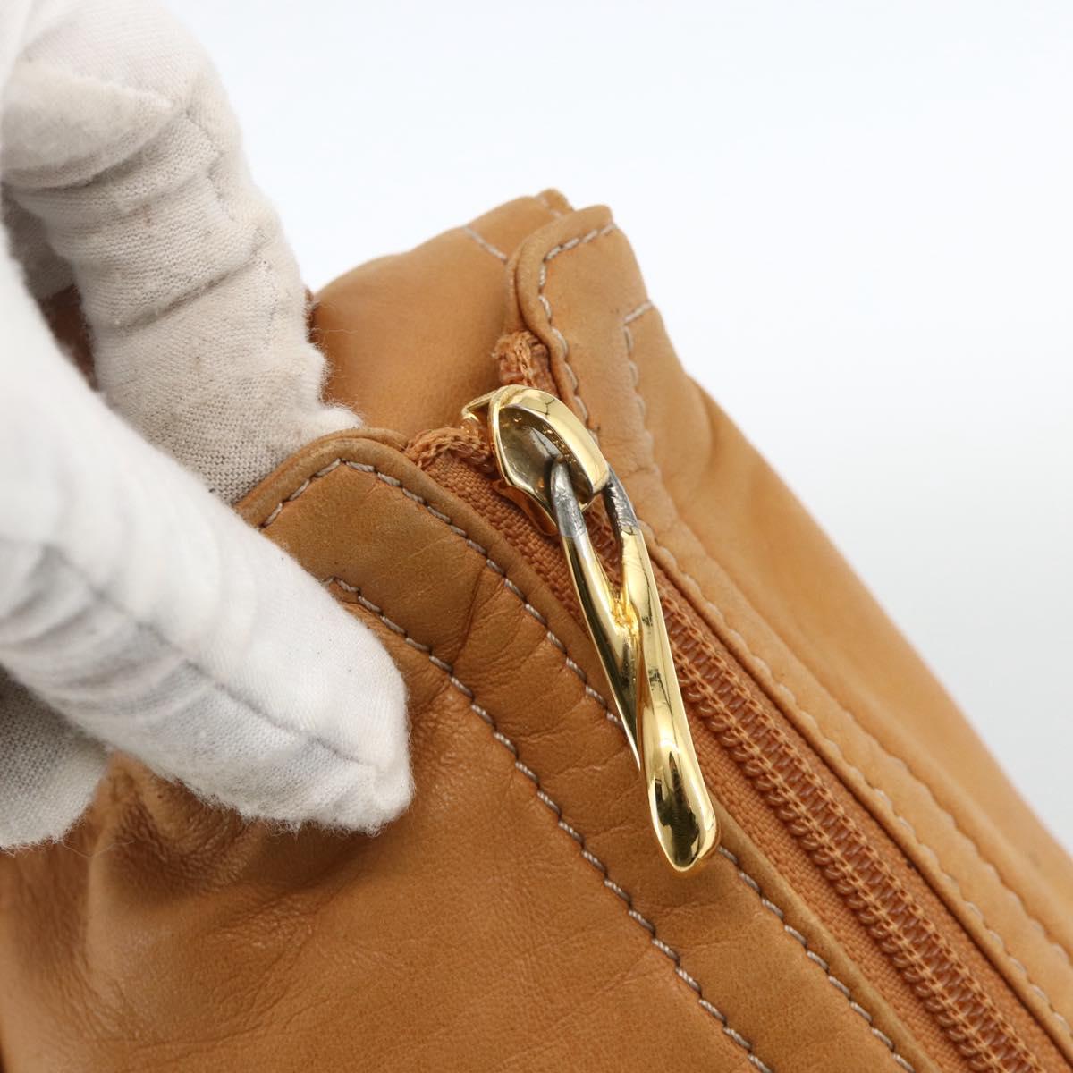 LOEWE Anagram Shoulder Bag Leather Beige Gold Auth ka3682