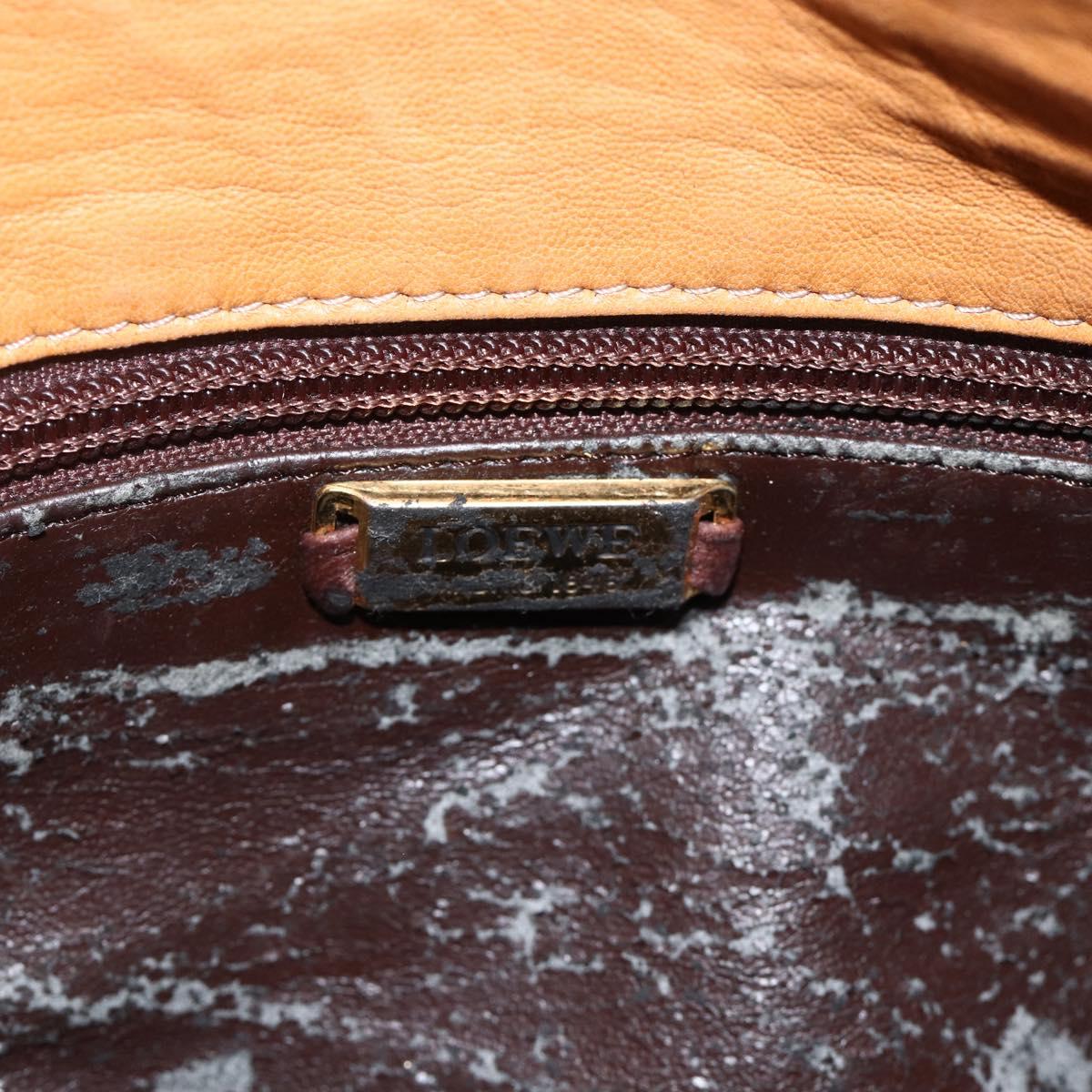 LOEWE Anagram Shoulder Bag Leather Beige Gold Auth ka3682
