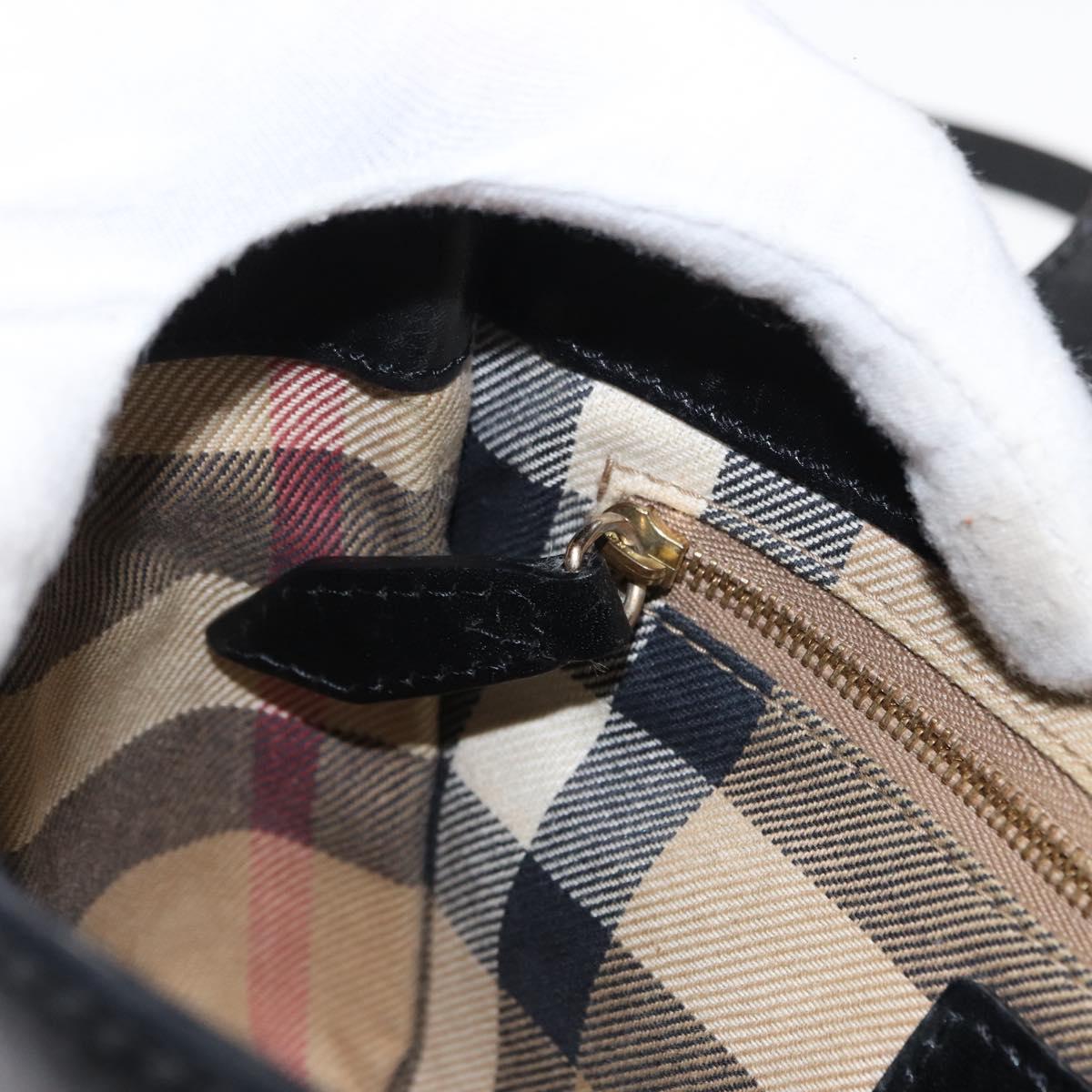 BURBERRY Shoulder Bag Leather Black Gold Auth ka370