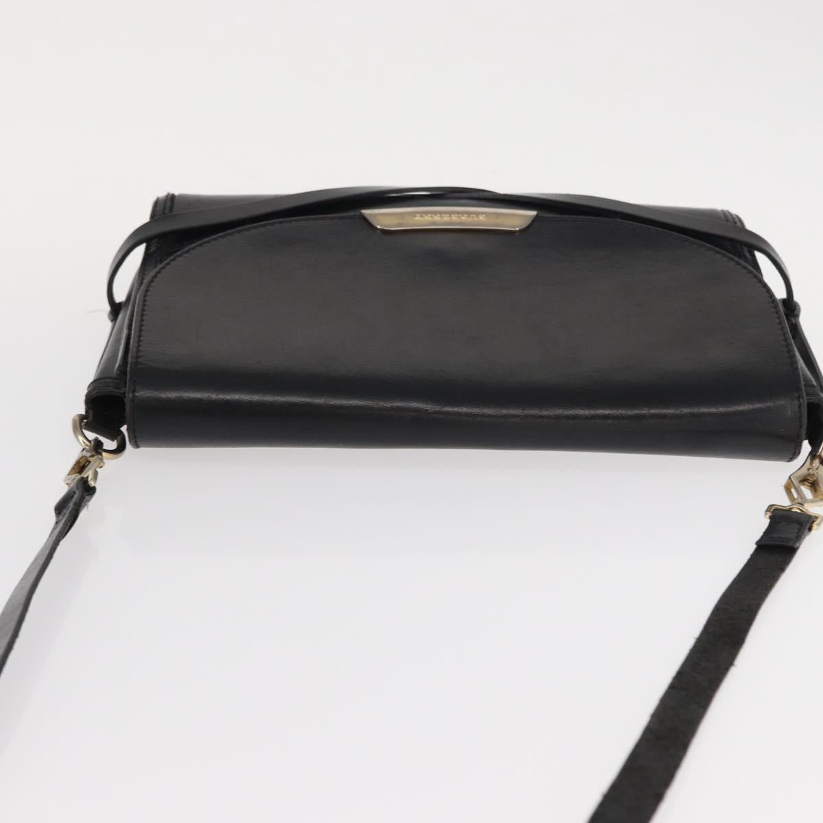 BURBERRY Shoulder Bag Leather Black Gold Auth ka370