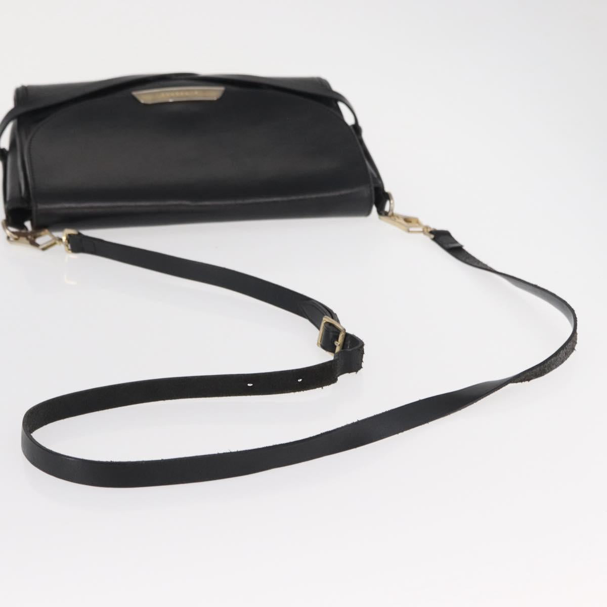 BURBERRY Shoulder Bag Leather Black Gold Auth ka370