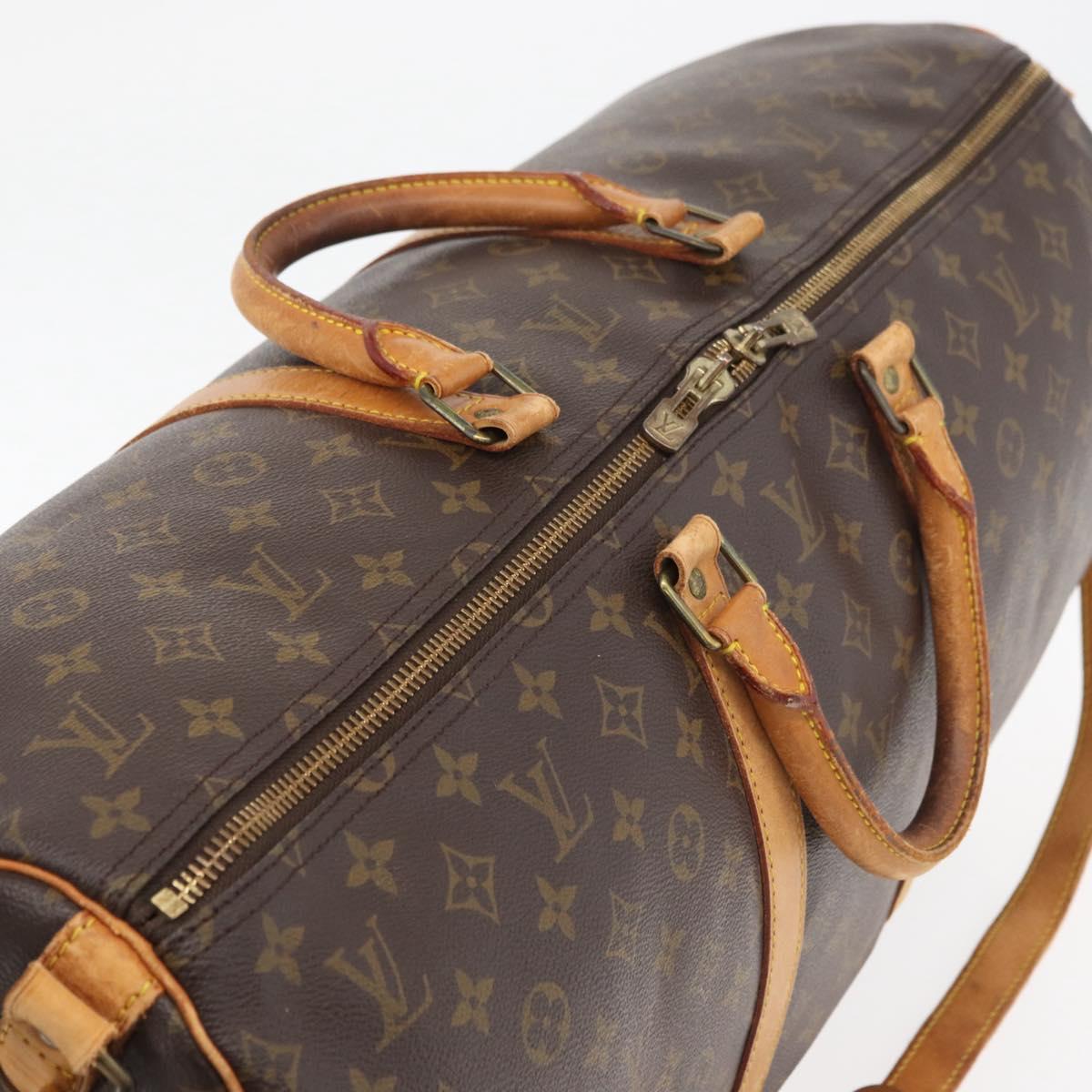 LOUIS VUITTON Monogram Keepall Bandouliere 55 Boston Bag M41414 LV Auth ka3701