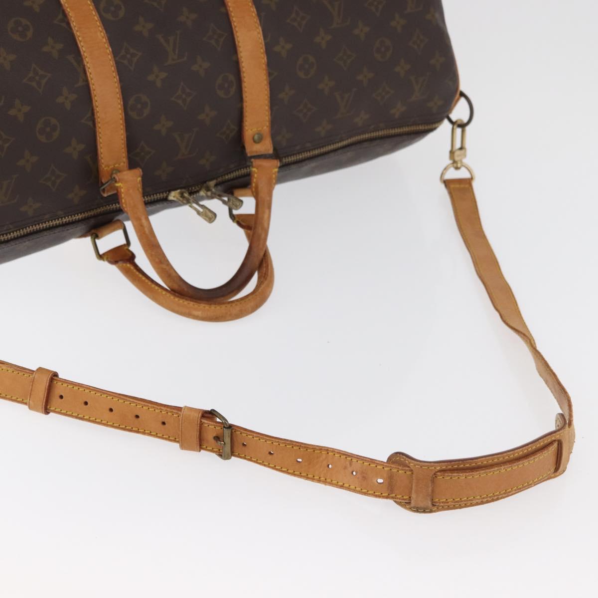 LOUIS VUITTON Monogram Keepall Bandouliere 55 Boston Bag M41414 LV Auth ka3701