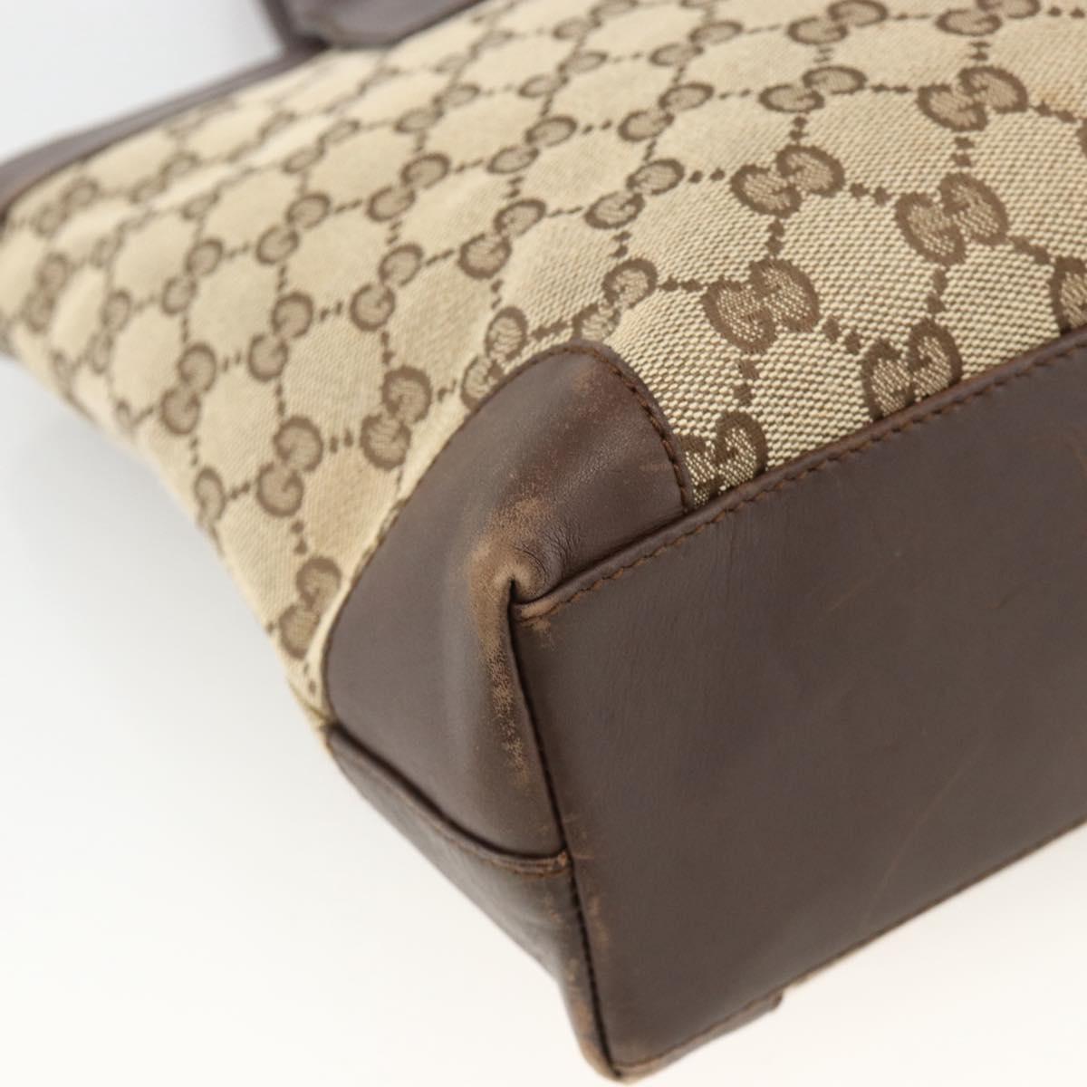 GUCCI GG Canvas Hand Bag Beige Gold 002 1119 Auth ka3702