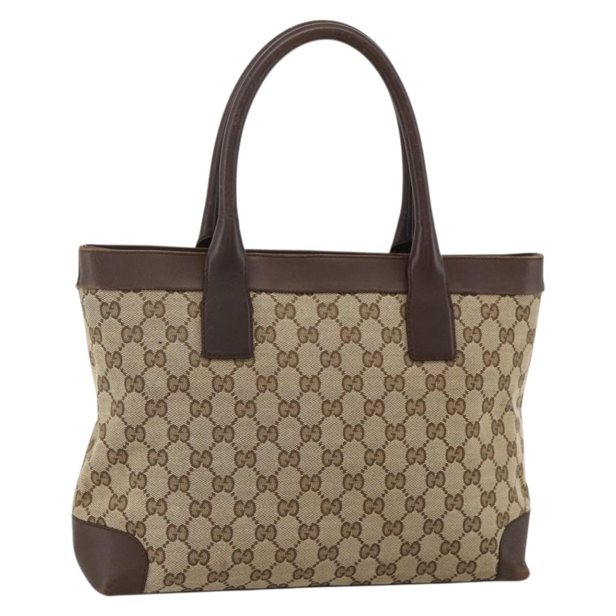 GUCCI GG Canvas Hand Bag Beige Gold 002 1119 Auth ka3702