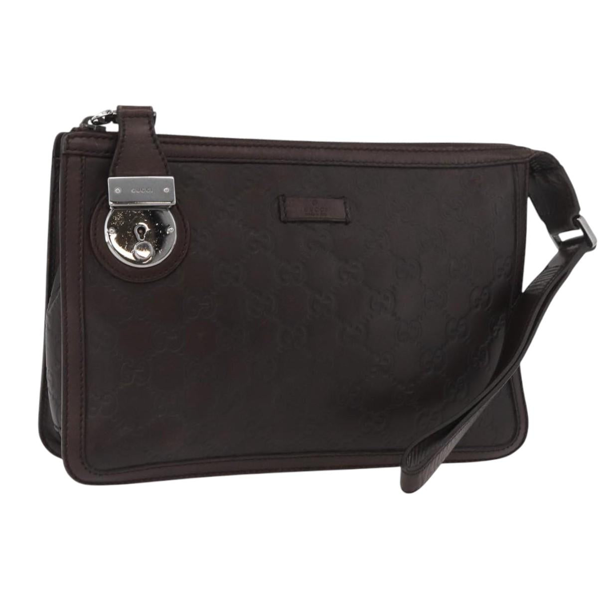 GUCCI GG Canvas Guccissima Clutch Bag Leather Brown 152600 Auth ka3732