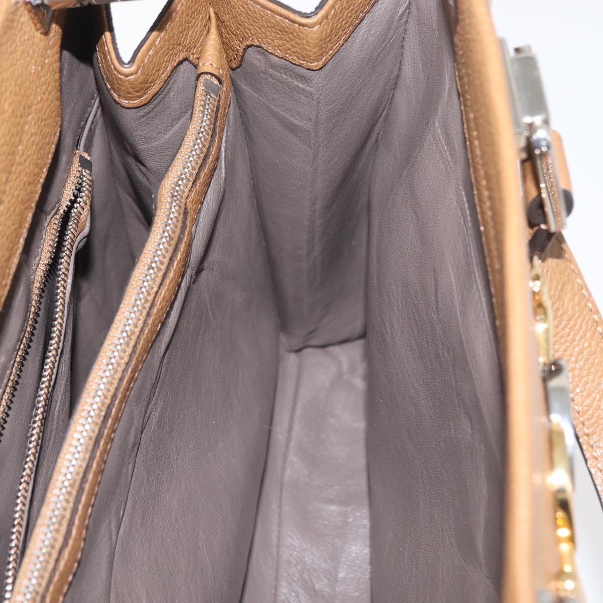 GUCCI Zumi Hand Bag Leather 2way Brown Silver 564714 Auth ka3735