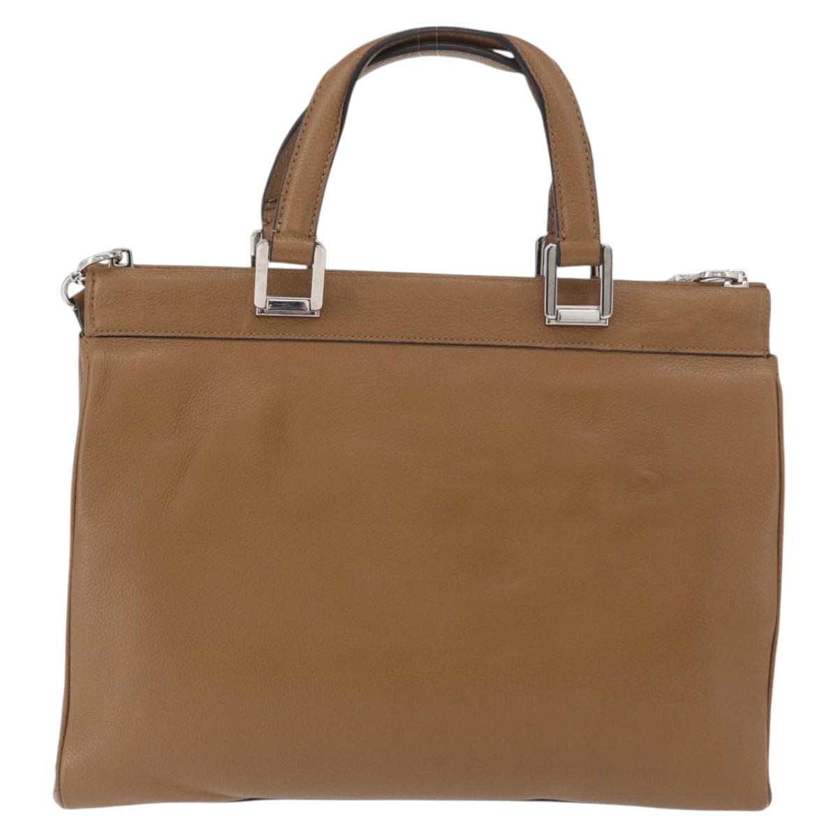 GUCCI Zumi Hand Bag Leather 2way Brown Silver 564714 Auth ka3735