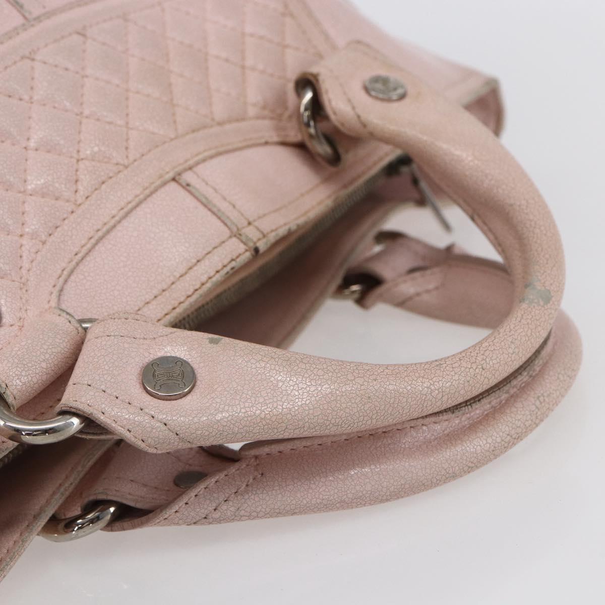 CELINE Boogie bag Hand Bag Leather Pink Silver Auth ka374