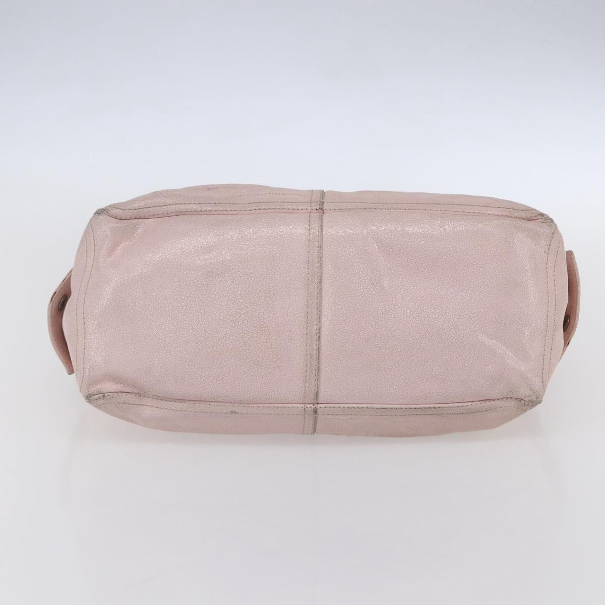 CELINE Boogie bag Hand Bag Leather Pink Silver Auth ka374