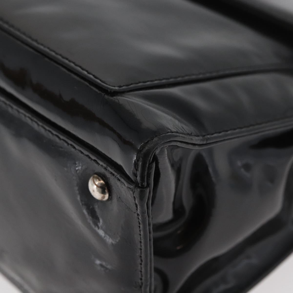 CHANEL Chain Shoulder Bag Patent leather Black Silver CC Auth ka3740