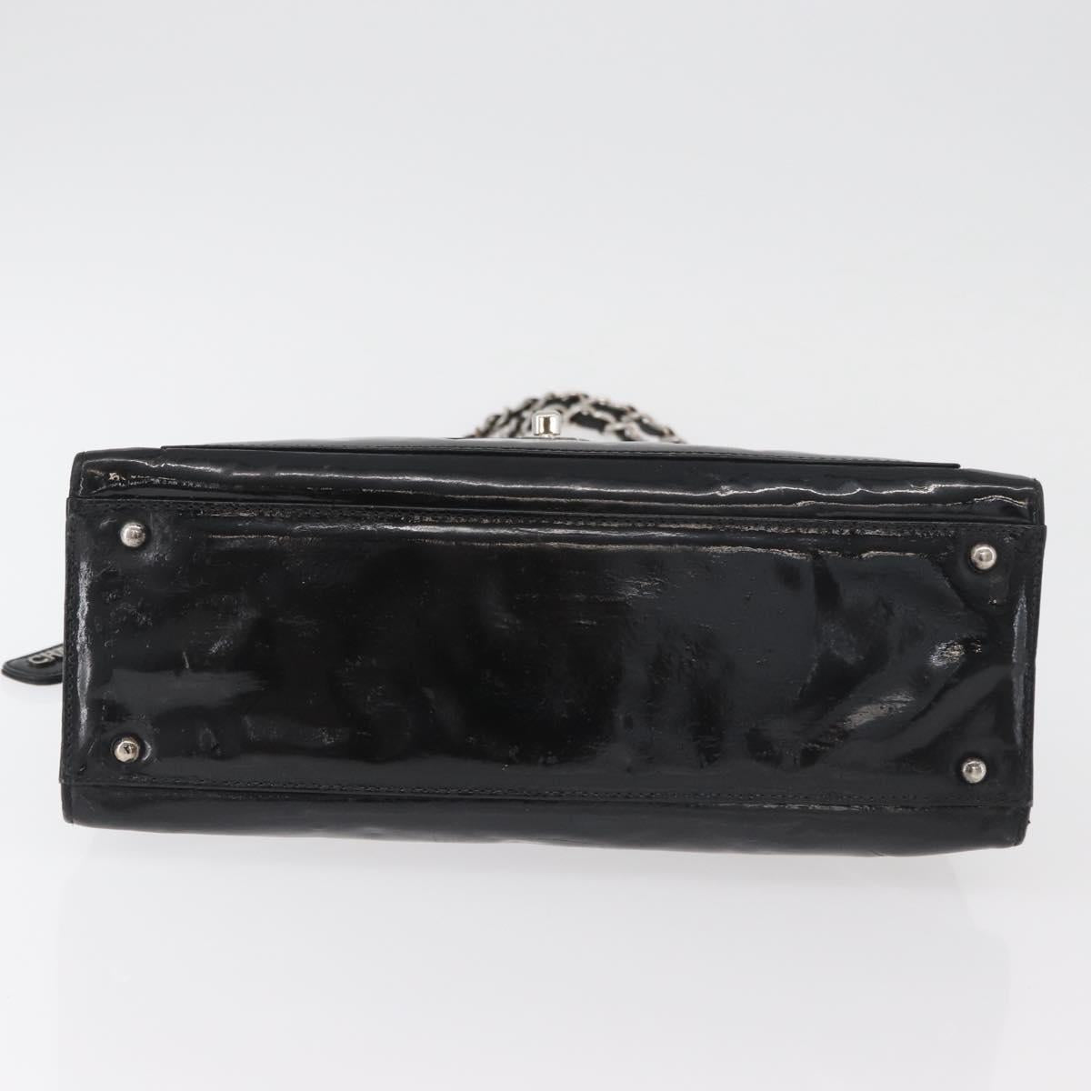 CHANEL Chain Shoulder Bag Patent leather Black Silver CC Auth ka3740