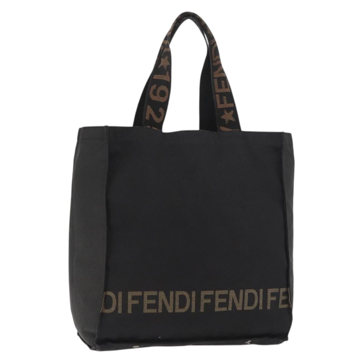 FENDI Tote Bag Canvas Black Auth ka3757