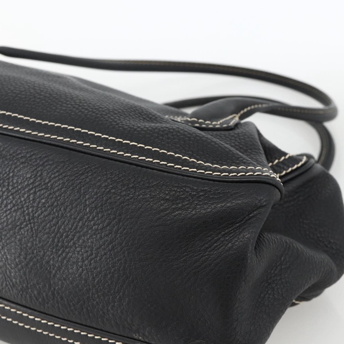 CELINE Hand Bag Leather Black Gold Auth ka3758
