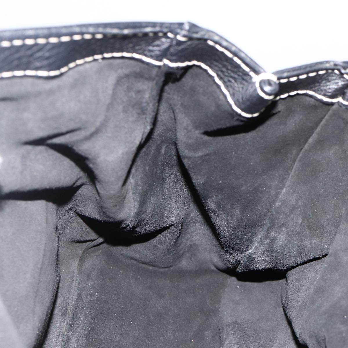 CELINE Hand Bag Leather Black Gold Auth ka3758