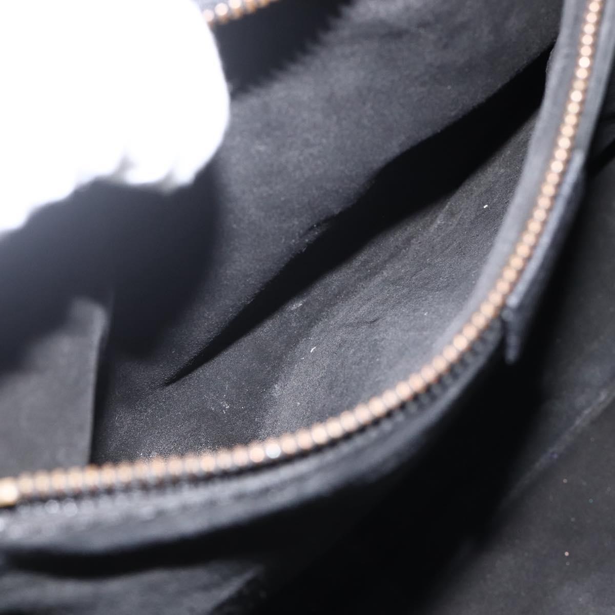 CELINE Hand Bag Leather Black Gold Auth ka3758