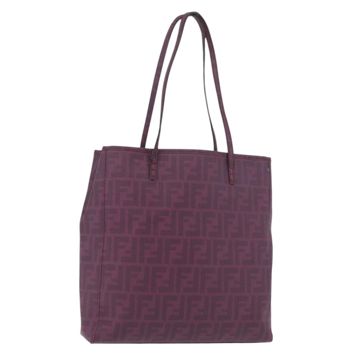 FENDI Zucca Canvas Tote Bag PVC Gold Purple Auth ka3759A