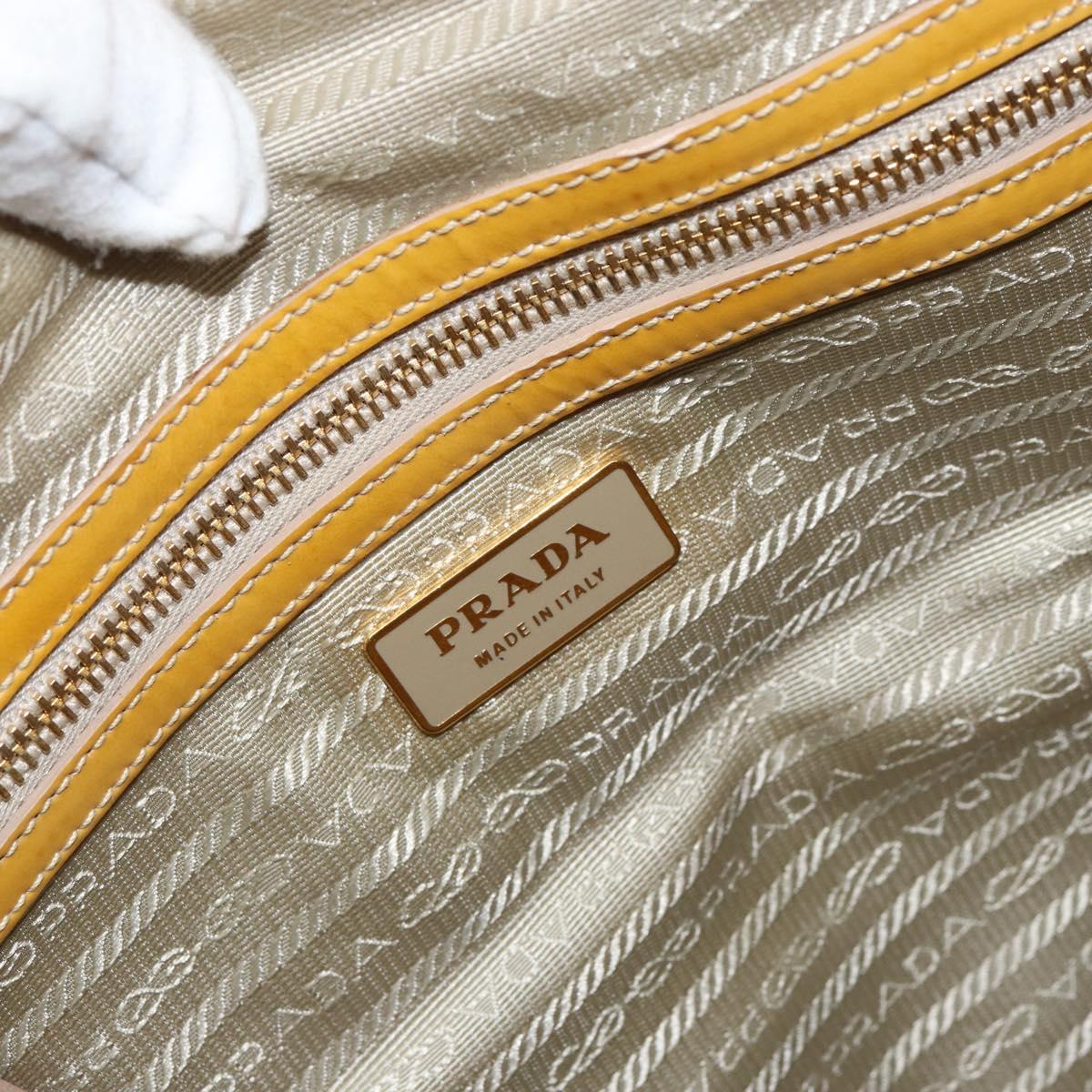 PRADA Hand Bag Patent leather Yellow Gold Auth ka377