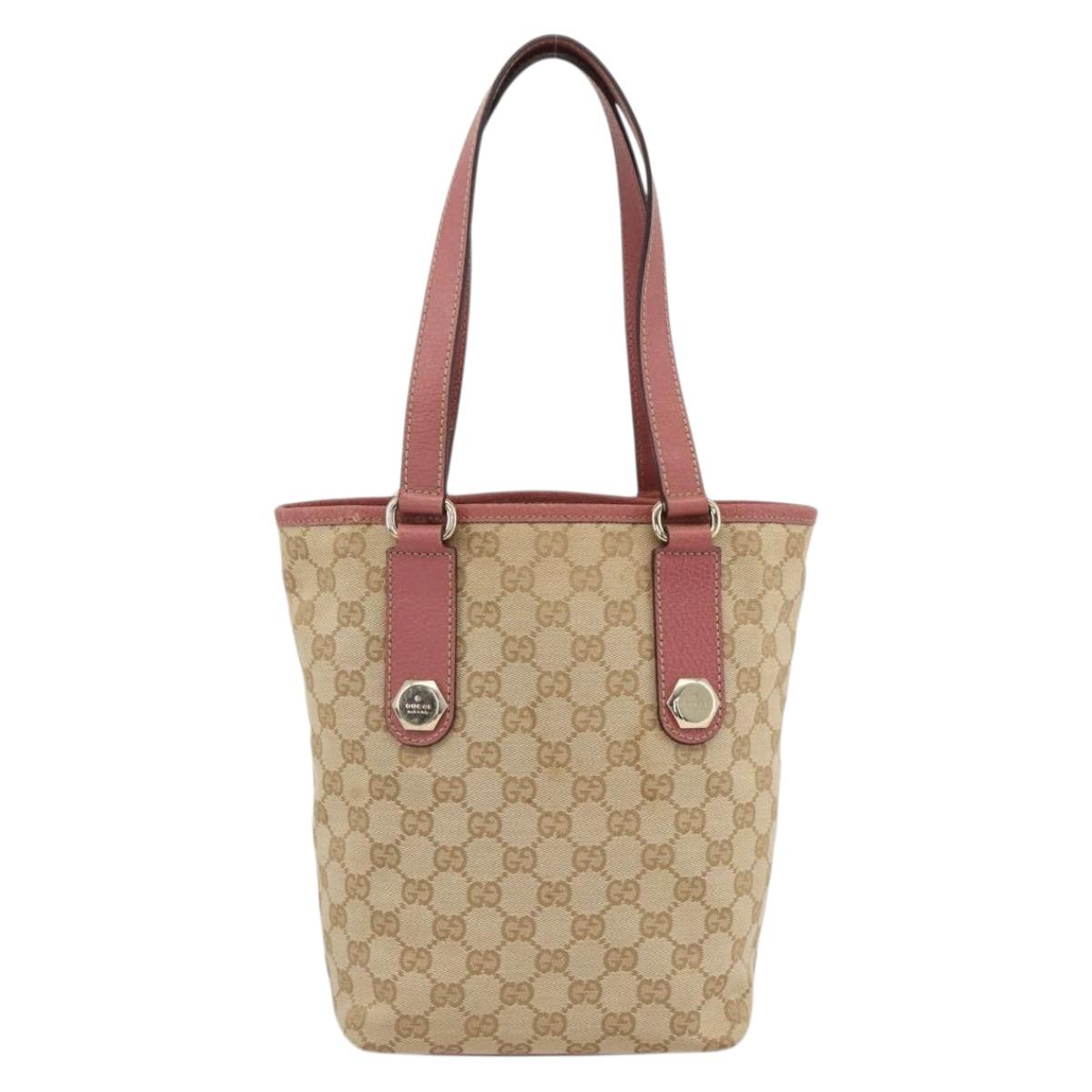 GUCCI GG Canvas Tote Bag Beige Gold 153361 Auth ka3773