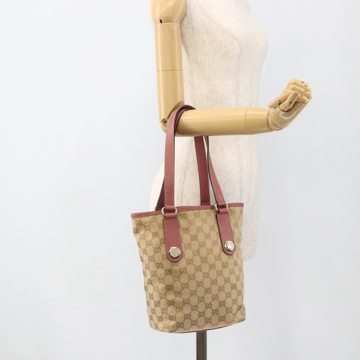GUCCI GG Canvas Tote Bag Beige Gold 153361 Auth ka3773