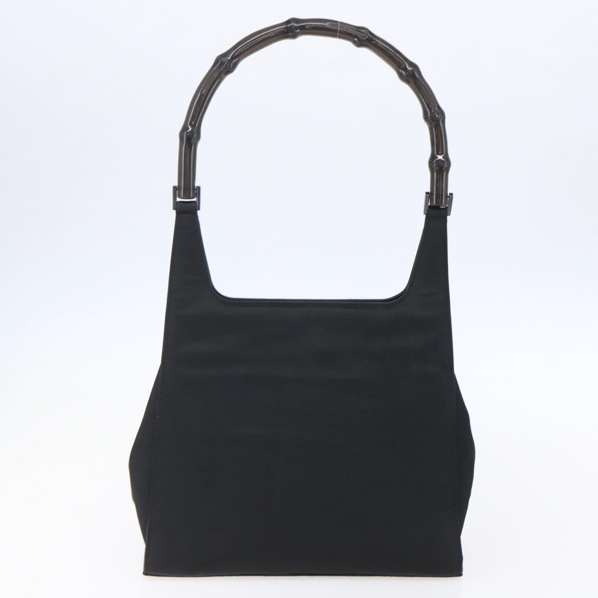 GUCCI GG Supreme Bamboo Shoulder Bag PVC Nylon 3 Set Beige Black Auth ka378