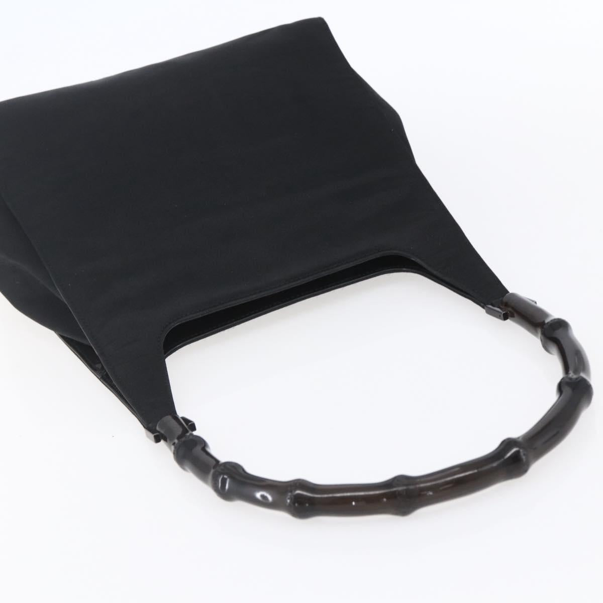 GUCCI GG Supreme Bamboo Shoulder Bag PVC Nylon 3 Set Beige Black Auth ka378