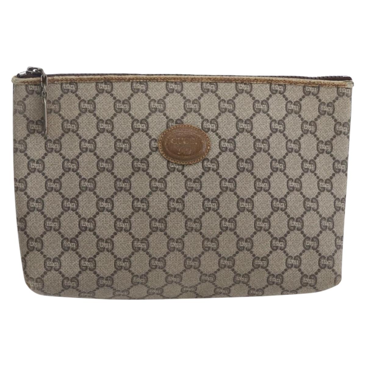 GUCCI GG Supreme Bamboo Shoulder Bag PVC Nylon 3 Set Beige Black Auth ka378